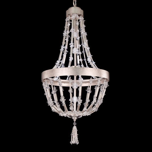 Jewelry-Inspired Crystal LED Pendant Light / Antique Silver