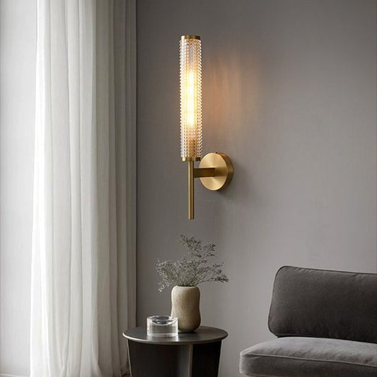 Copper Glass Column Wall Light / Gold