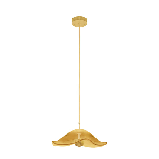 Sculptural Studio Glass Pendant Light / Gold Leaf/Amber