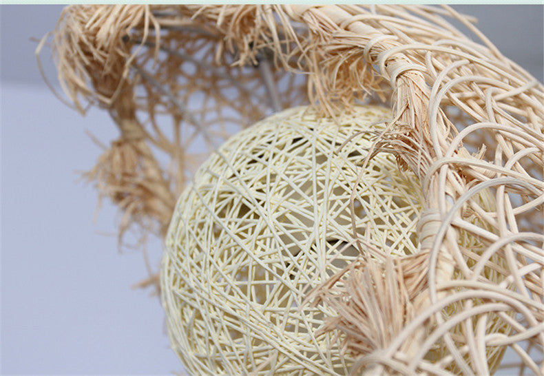 Moon-Shaped Rattan Chandelier