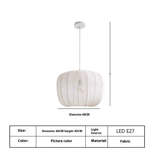 Nordic Fabric Shade Pendant Light / Free LED Warm Light / 50x38cm