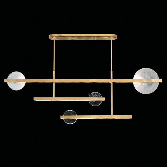 Hand-Cast Glass Linear Pendant Light / Gold