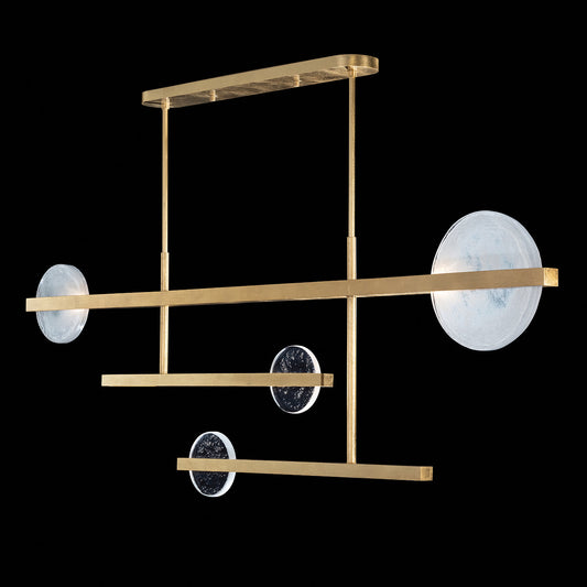 Hand-Cast Glass Linear Pendant Light / Black