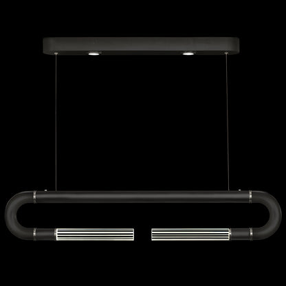 Dual-Light Parchment Glass Linear Pendant / Black / Nickel / No Parchment
