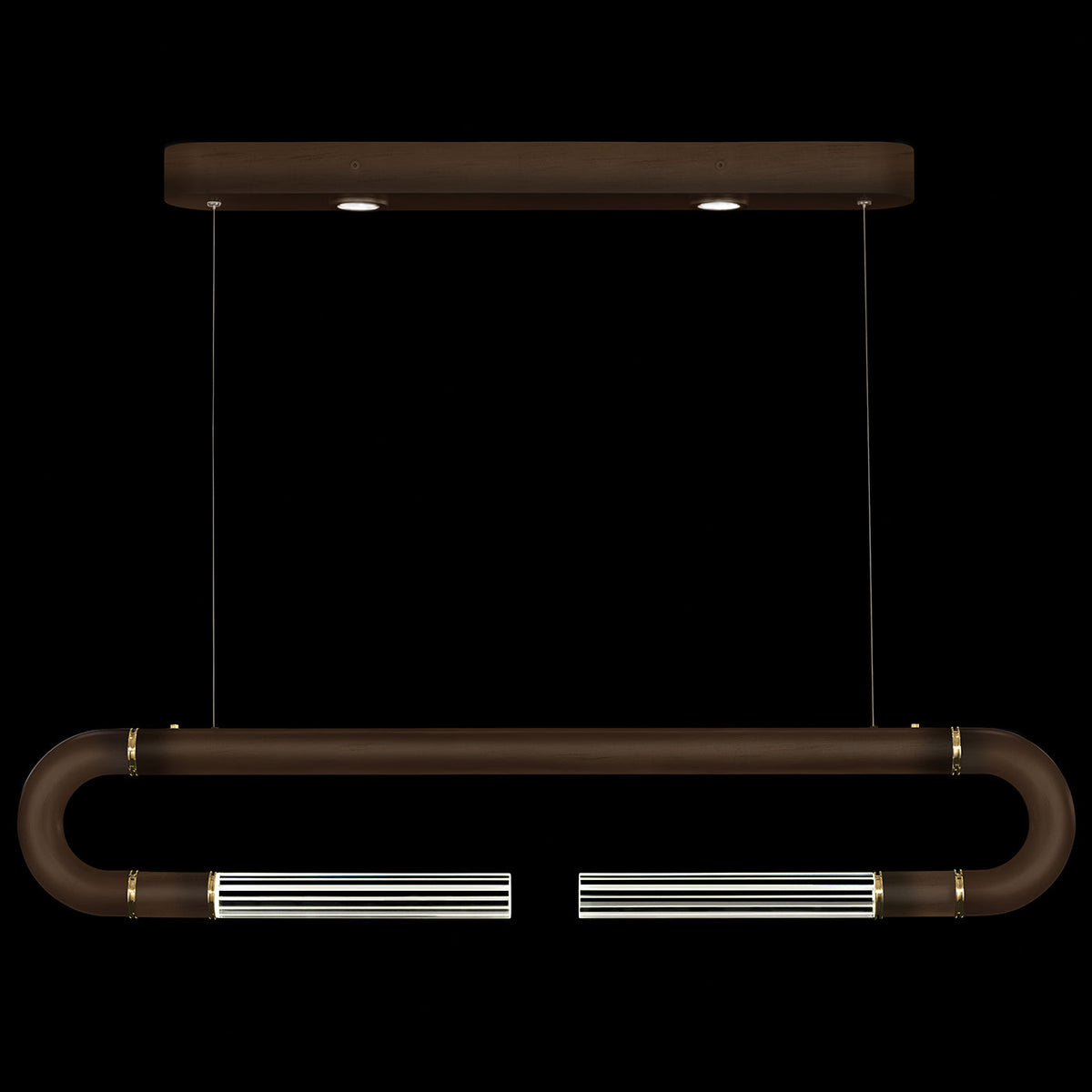 Dual-Light Parchment Glass Linear Pendant / Bronze / Brass / No Parchment