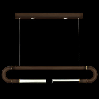 Dual-Light Parchment Glass Linear Pendant / Bronze / Brass / No Parchment