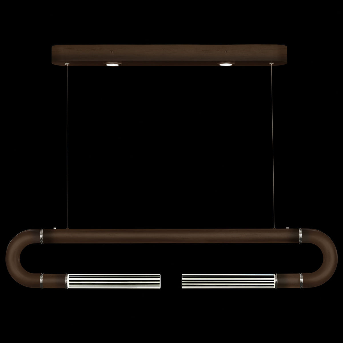 Dual-Light Parchment Glass Linear Pendant / Bronze / Nickel / No Parchment