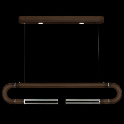 Dual-Light Parchment Glass Linear Pendant / Bronze / Nickel / No Parchment