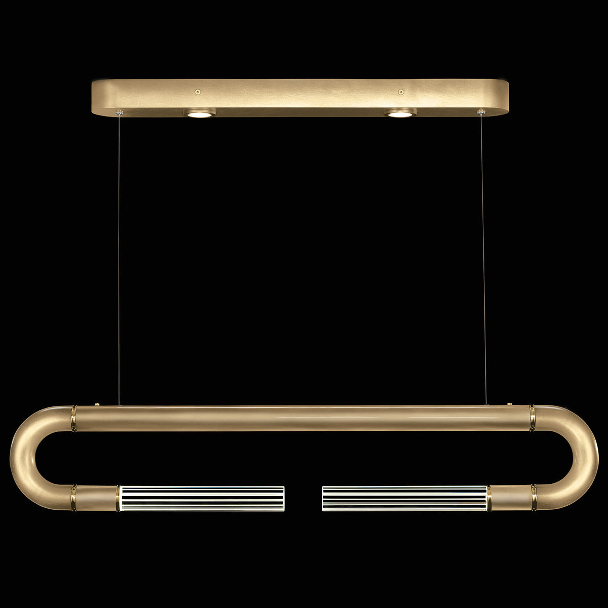 Dual-Light Parchment Glass Linear Pendant / Gold Leaf / Brass / No Parchment