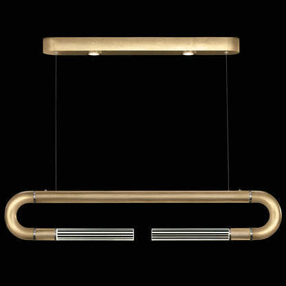 Dual-Light Parchment Glass Linear Pendant / Gold Leaf / Nickel / No Parchment