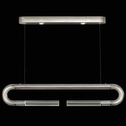 Dual-Light Parchment Glass Linear Pendant / Silver Leaf / Nickel / No Parchment