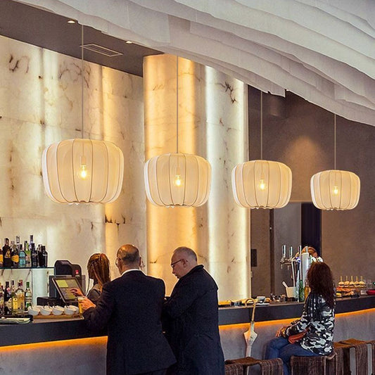 Nordic Fabric Shade Pendant Light / Free LED Warm Light / 40x30cm