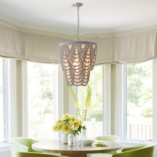 Wooden Bead Bohemian Chandelier / Black / Small