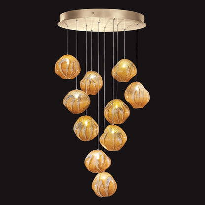 Hand-Blown Celestial Glass Pendant Light / Silver / White