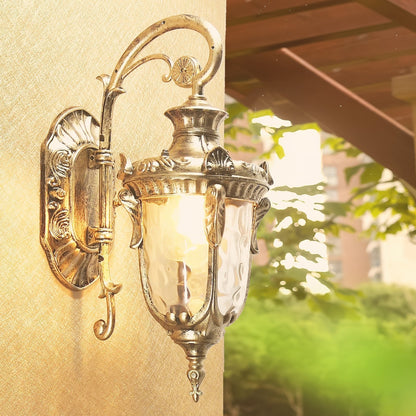 IP65 Ribbed Glass Outdoor Wall Light / L 10.2” x W 7.5” x H 20.5” / Black / Set of 2