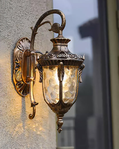 IP65 Ribbed Glass Outdoor Wall Light