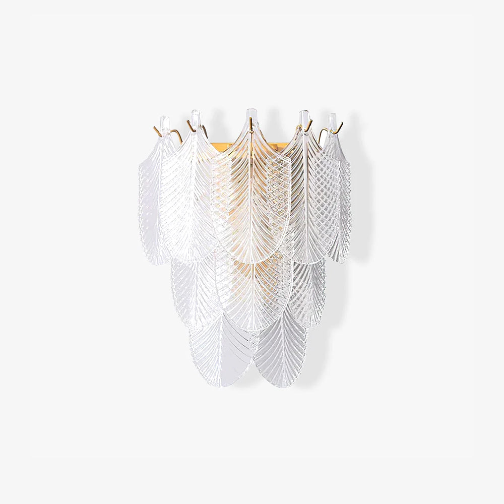Textured Glass E14 Wall Light / L 11.8″ x W 6.3″ x H 12.6″ / L 30cm x W 16cm x H 32cm / Brass+Clear