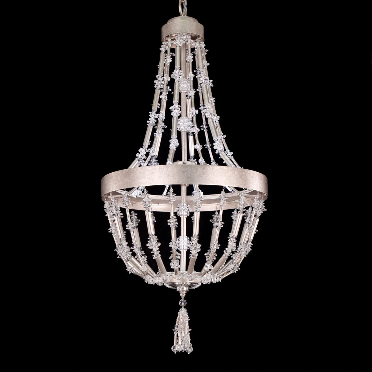 Jewelry-Inspired Crystal LED Pendant Light / Antique Silver