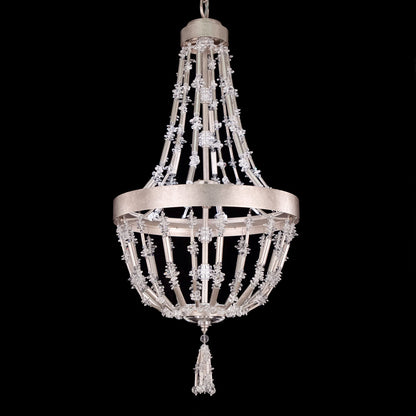 Jewelry-Inspired Crystal LED Pendant Light / Antique Silver