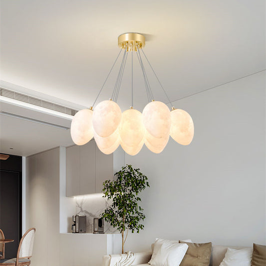 Moon Globe Multi-Light LED Chandelier / 7dinosaur eggs 36CM / Tricolor dimming