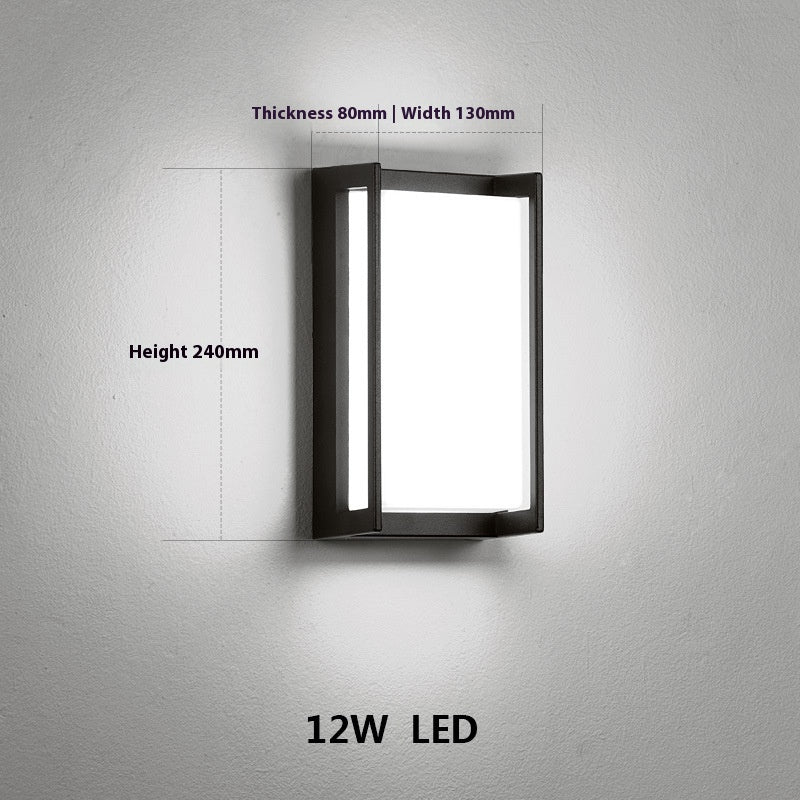 Square Architectural LED Wall Light / Warm White Light / Black 12w