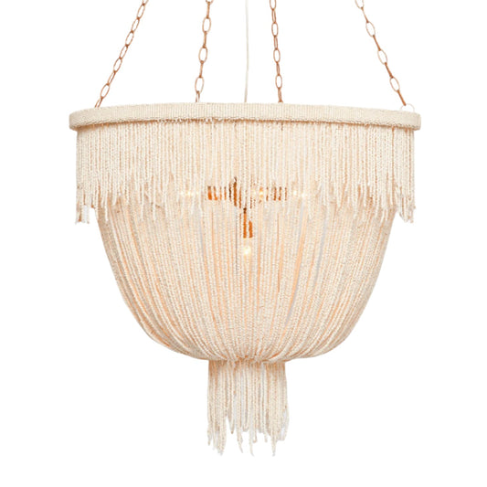 Five-Light Decorative Statement Chandelier / Natural Coco/Gold