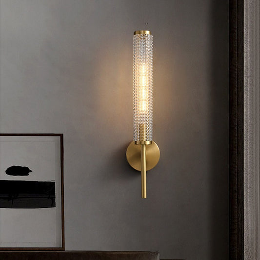 Copper Glass Column Wall Light