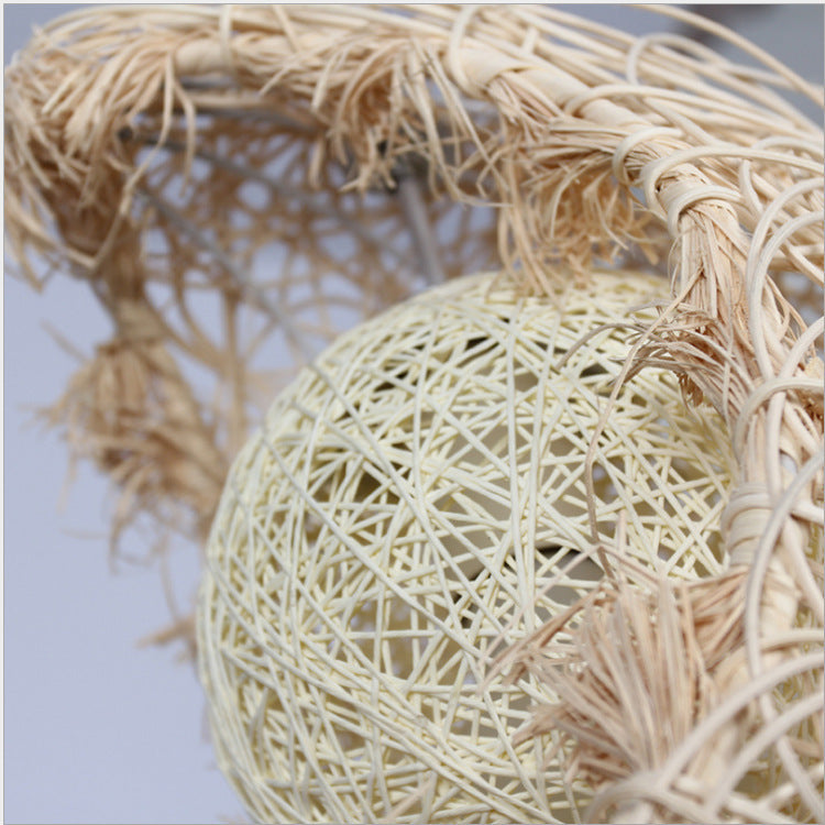 Moon-Shaped Rattan Chandelier